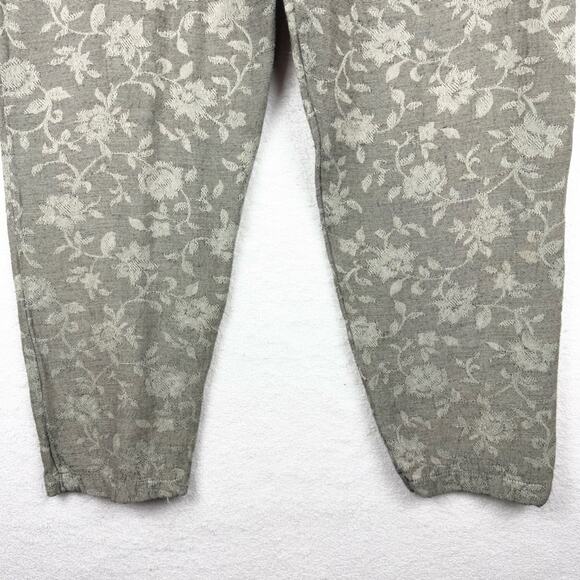 Vintage CP Shades Jaquard Floral Flax Blend Elastic Waist Pull On Pant Tan Sz M - Picture 6 of 13